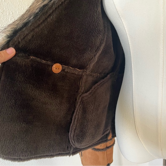 Regent Park Faux Suede & Fur Trim and Brown Crossover Jacket - Picture 7 of 9